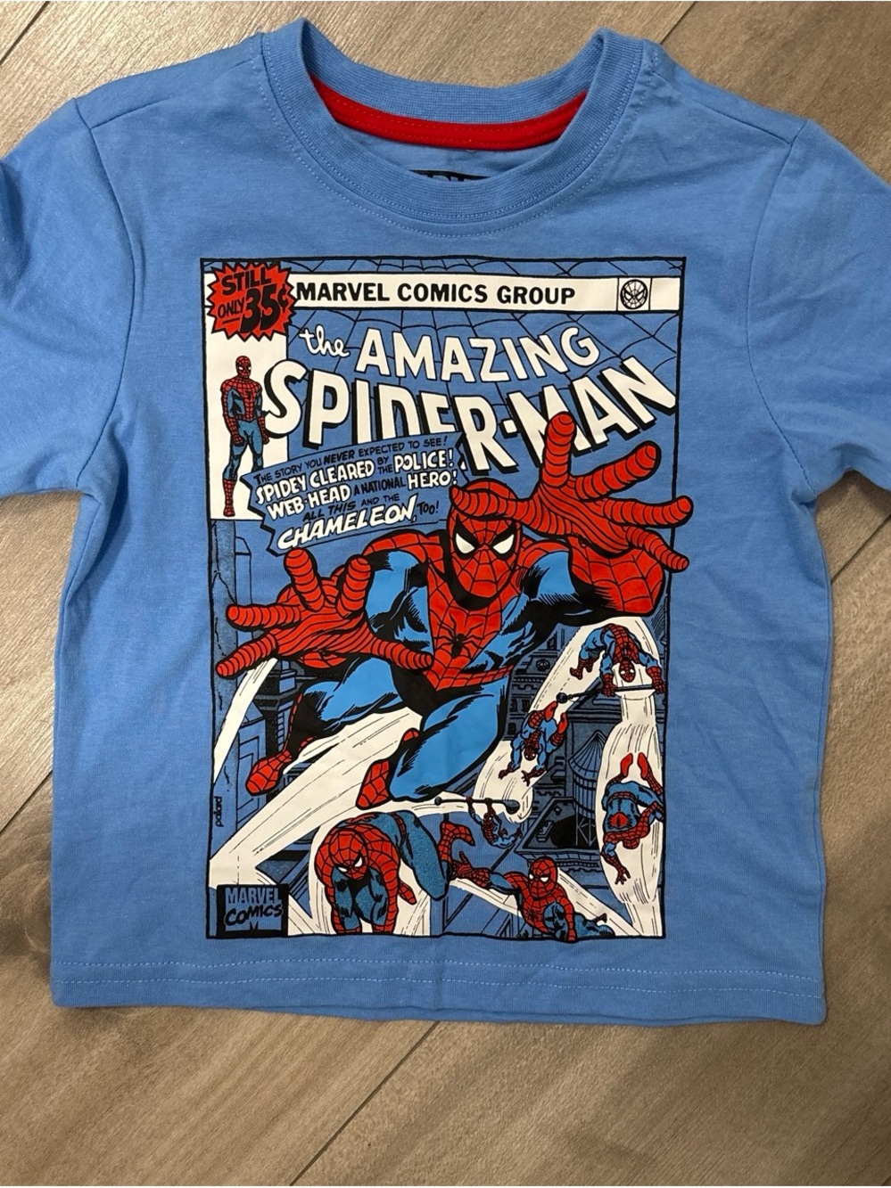 Marvel Spider-Man Kids Tee - Light Blue & Red Trim